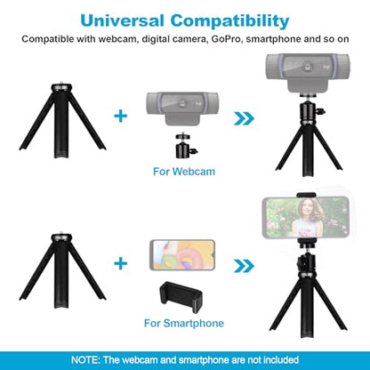 NexiGo 13 Inches TRIPOD-02-TC-BLK 1/4" Screw Mini Tripod