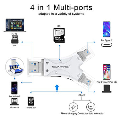 SUNTRSI 2.72" x 1.38" x 0.39" Model Y-BD microSD Reader USB Type C White
