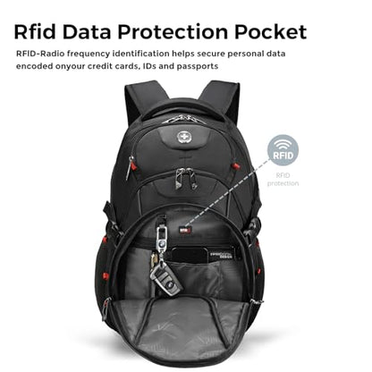 Swissdigital Black Laptop Backpack for Adults, Model SD803-01, Fits 15.6" Devices, 31L Capacity