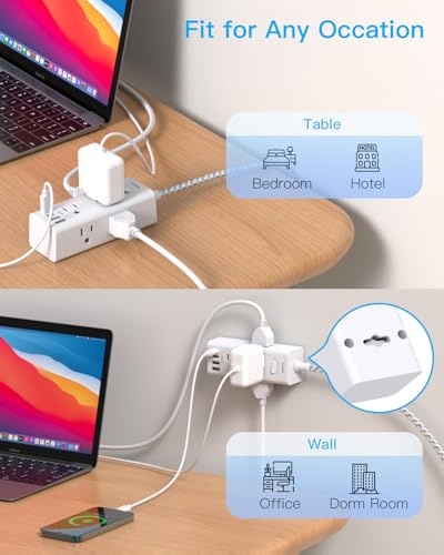 One Beat 10 Count 125 Volts OB6W3C Surge Protector Power Strip with 10 Outlets and 3 USB Ports