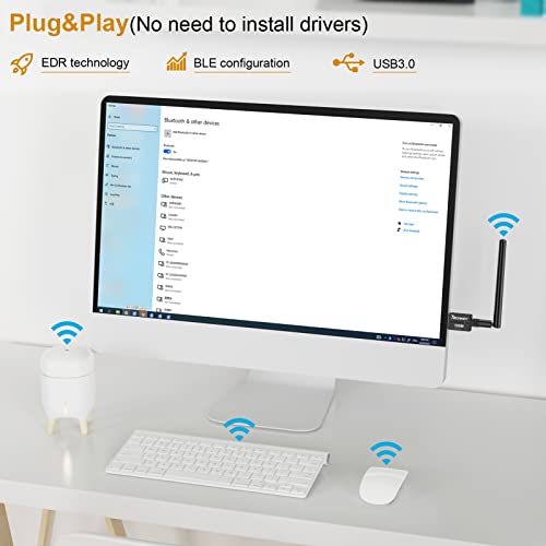 Techkey 5.3 Black-5.3-1 Bluetooth USB Adapter - 3Mbps Transfer Rate - 328ft Range