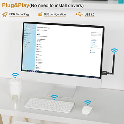 Techkey 5.3 Black-5.3-1 Bluetooth USB Adapter - 3Mbps Transfer Rate - 328ft Range