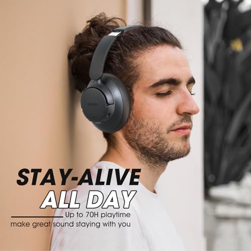 BERIBES WH305B Over-Ear Bluetooth Headphones with Active Noise Cancellation, 70 Hours Playtime, Wireless Connectivity, Interface, and Travel Case