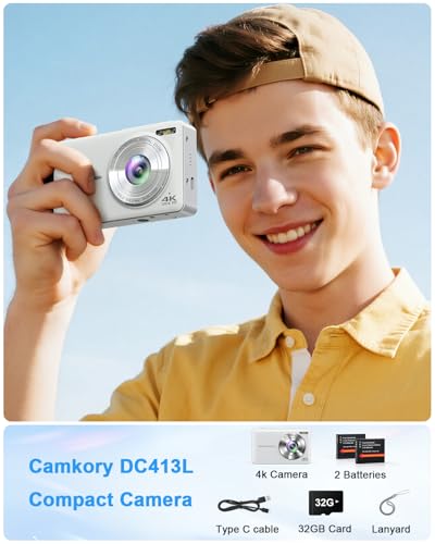 CAMKORY Compact Digital Camera DC413 64MP JPEG 16:9 CMOS Point and Shoot