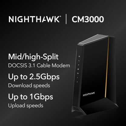 NETGEAR 2.5Gbps CM3000-100NAS Ethernet Modem - Certified Refurbished