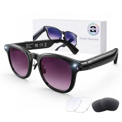 AMZISH 8MP Camera Sunglasses Bluetooth Connectivity Water Resistant Smart Glasses