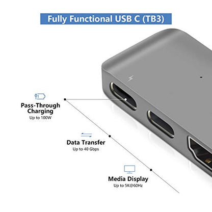 Purgo 5-Port USB Hub PG-TC402 Space Grey USB 3.0 Mini Adapter