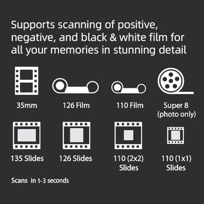 BEONE GLOBAL ClearScan P5 Film Scanner USB 3600 dpi Film/Negative Converter 4.1"D x 5.2"W x 5.3"H Specs