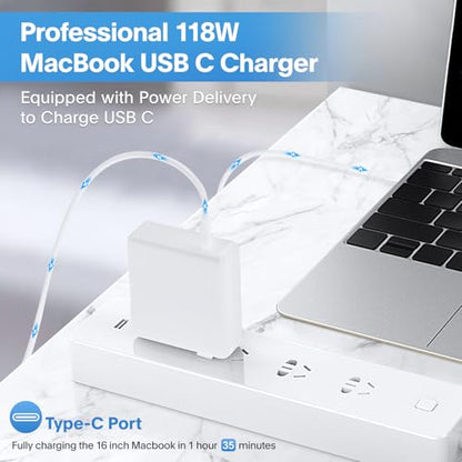 Sunveza 118W USB Type C Power Adapter PD-118W for MacBook Pro/Air and Other USB-C Devices