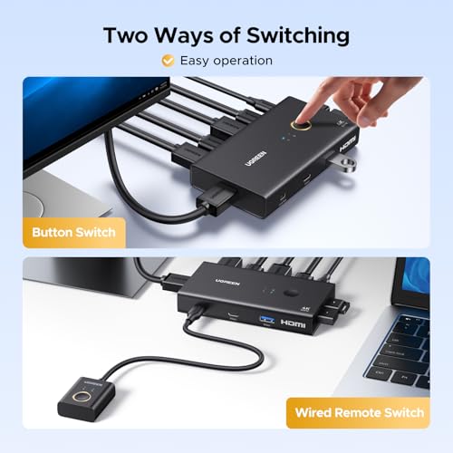 UGREEN KVM Switch 2 Computers 1 Monitor 4K@60Hz