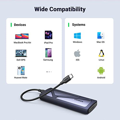 UGREEN 8TB Silver NVMe SSD Enclosure USB 3.2 Gen 2 10Gbps M.2 2280