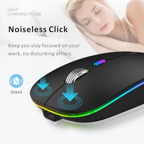 Uiosmuph 2.4G Wireless Optical Mouse G12 USB C Rechargeable Portable Computer Mice