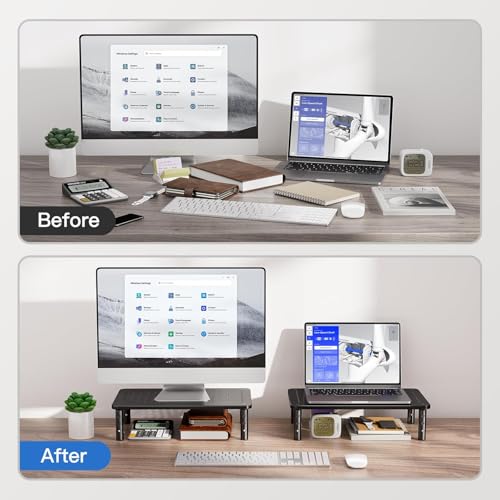 HUANUO 2 Count HNLL3K2 Adjustable Height Monitor Stand for 2 Monitors