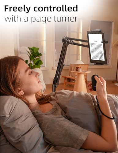 VOLTIFYMAX Floor Stand Tablet Holder Adjustable Remote Page Turner Black