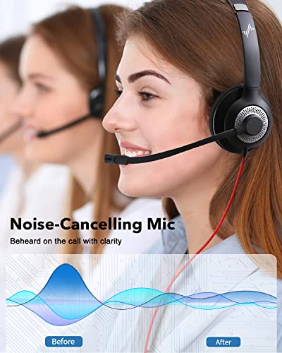 JIAMQISHI EH01 USB+3.5mm Wired Headset, 32 Ohm, Dynamic Driver, Touch Control, Active Noise Cancellation, Volume Control, Black