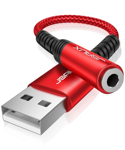 JSAUX USB-A to 3.5mm Jack Audio Adapter TRRS 4-Pole External Stereo Sound Card