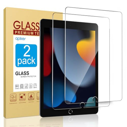 apiker 2 Pack Tempered Glass Screen Protector for iPad 9th/8th/7th Gen, 10.2 Inch, 9H Hardness, Matte Finish