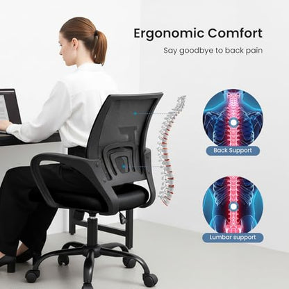DUMOS Office Chair 1411BK-H3-43 Ergonomic Mid-Back 250 lbs Indoor