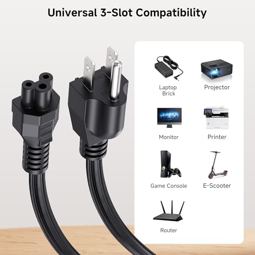 Cable Matters 30 Feet 400005-15x2 120V 3 Prong Power Cord with IEC C5 Connector
