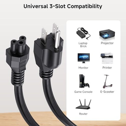 Cable Matters 30 Feet 400005-15x2 120V 3 Prong Power Cord with IEC C5 Connector