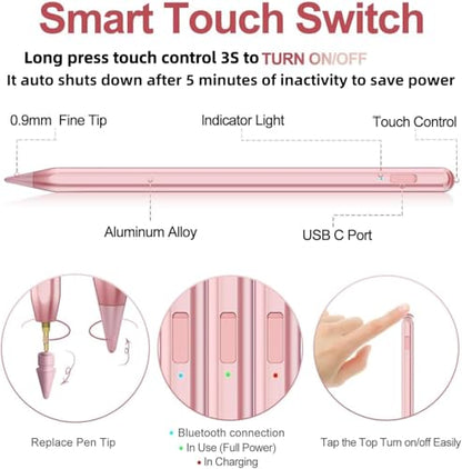 JvKzaen 5.91in AC10S 0.9mm Stylus Pen for iPad 2018-2025