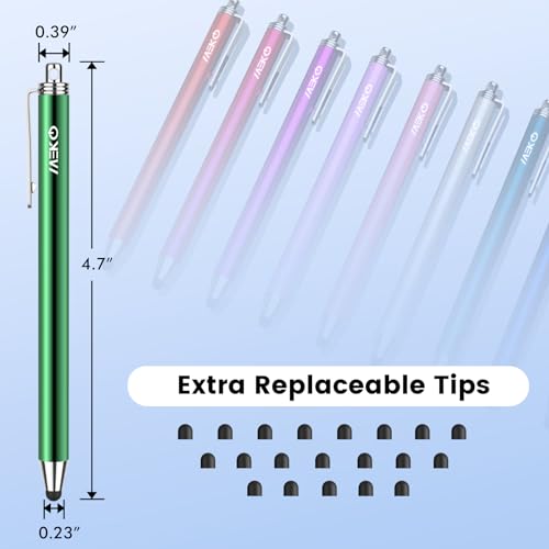 MEKO 10 Pack Thin Rubber Tip Stylus with 20 Replaceable Tips for Touchscreen Devices