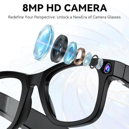 Zigtik 8MP Black-GP01 Smart Glasses with AI Assistant
