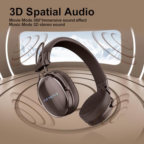 FIO MOTUS FM30-darkbrown Wireless Bluetooth On-Ear Headphones with Active Noise Cancellation and Hi-Res Sound