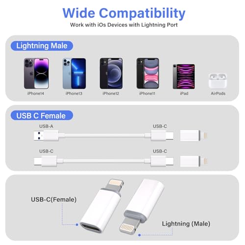 Thousover 4 Pack USB Type C to Lightning Adapter FA02