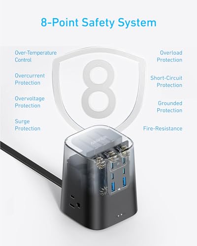 Anker 9-in-1 Power Strip A91C6 125 Volts 300 Joules with 6 USB Ports