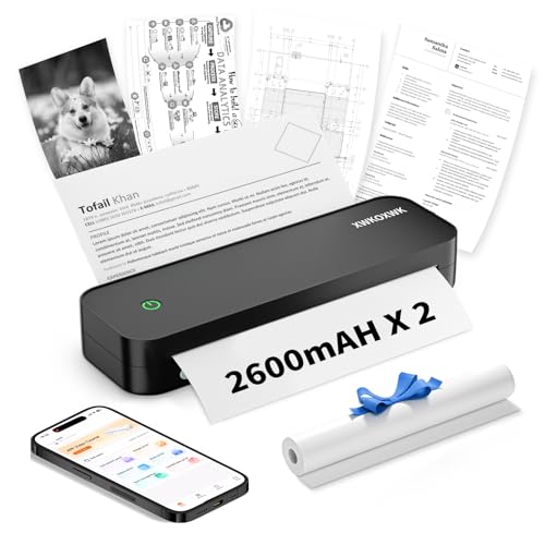 XWKOXWK 8.5" x 11" T16 203 x 203 dpi Portable Monochrome Thermal Printer