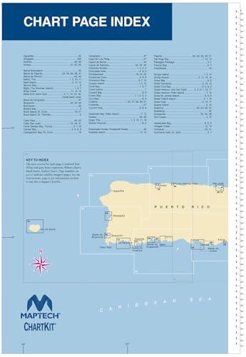 MAPTECH 18" x 12.6" Compact ChartKit and Cruising Guide Virgin Islands and Puerto Rico 8th Edition Full-Color Spiral Bound