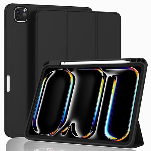 ZryXal iPad Pro 13-Inch Case (M5) 2025 / (M4) 2024 - Model A3360, A3361, A3362, A2925, A2926, A3007 - Black - Adjustable Viewing Angles