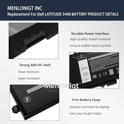 Menlonigt 68Wh GJKNX Laptop Battery 7.6V Compatible with Dell Latitude and Precision Series