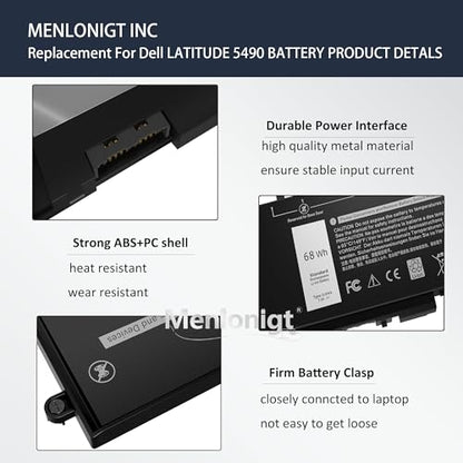 Menlonigt 68Wh GJKNX Laptop Battery 7.6V Compatible with Dell Latitude and Precision Series