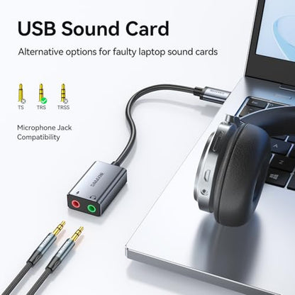SAMZHE AYP20 USB to Audio Jack Adapter Compatible with Windows, Mac, Linux, PS4, PS5