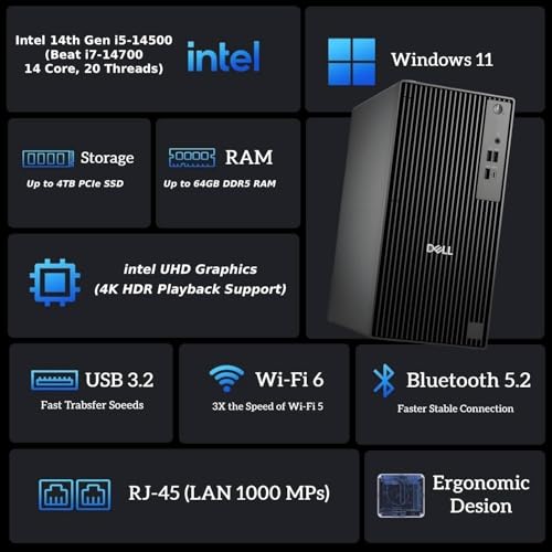 Dell 12.77in QCT1250 Pro Tower Desktop PC Windows 11 4K 2560x1440