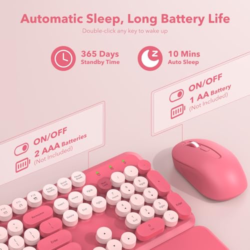 SABLUTE 1 Count CK23 Wireless Keyboard and Mouse Combo Hot Pink QWERTY Optical 104 Keys