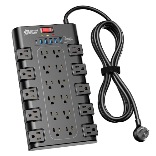 SUPERDANNY 28-Outlet 125V Surge Protector Power Strip QR2260-U