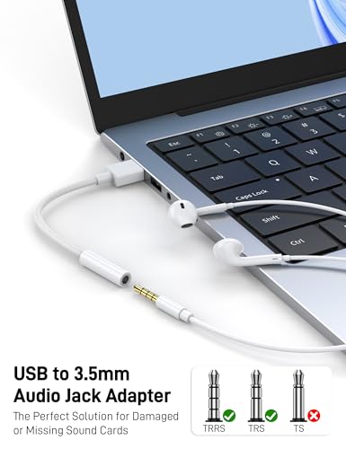 KAYQINHO USB Type A Audio Adapter 2 Ports