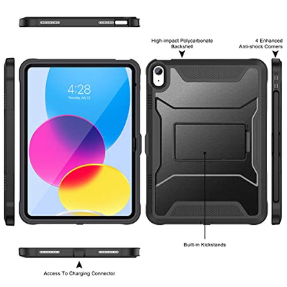 Soke Black Case for iPad 11th Gen (A16) 11-Inch & 10th Gen 10.9-Inch