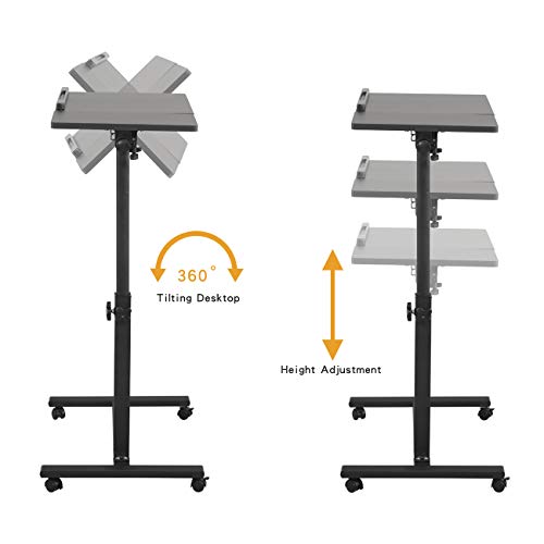 TigerDad 23.7in x 13.6in x 35in 0203 Black Mobile Rolling Laptop Stand