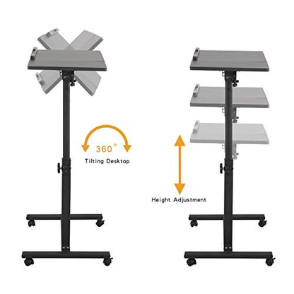 TigerDad 23.7in x 13.6in x 35in 0203 Black Mobile Rolling Laptop Stand