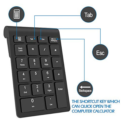 Foloda 22K-W-Numeric-Keypad H-107 Wireless Number Pad USB-A Compatible Devices