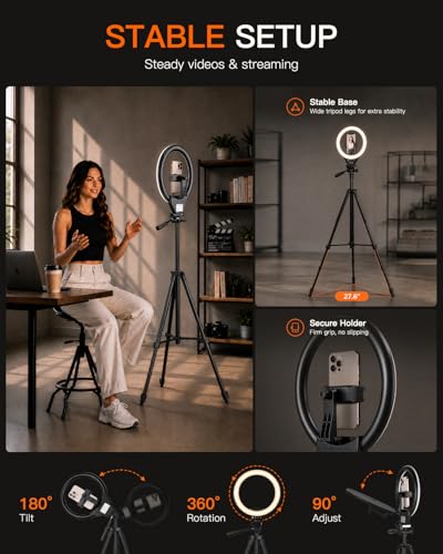 SENSYNE 50" Sensyne LED Ring Light & Tripod Stand for Smartphones - USB Connectivity - Waterproof - 110 Grams