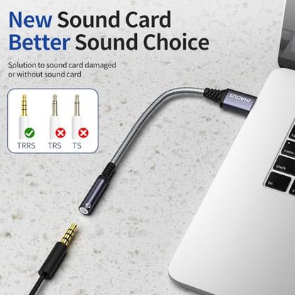 JHAOUS USB-A to 3.5mm Jack Audio Adapter Model JHUSB-3.5 Compatibility: PC, Laptop, Mac, Linux, PS4, PS5