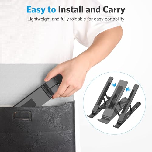 OMOTON 1 Count la02-slbk Portable Laptop Stand, Tabletop Ergonomic Adjustable, Black ABS Riser