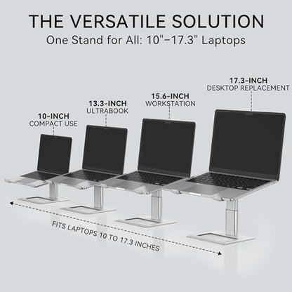SOUNDANCE Adjustable Laptop Stand 10-17.3 Inches LSA1 Tabletop Ergonomic Silver