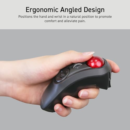 ELECOM M-RT1BRXBK Wireless Optical Trackball Mouse, Bluetooth, 1500 DPI, 10 Buttons, Ambidextrous, Black / Red