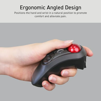 ELECOM M-RT1BRXBK Wireless Optical Trackball Mouse, Bluetooth, 1500 DPI, 10 Buttons, Ambidextrous, Black / Red